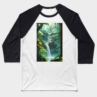 Adorable Waterfalls in a Forest Baseball T-Shirt